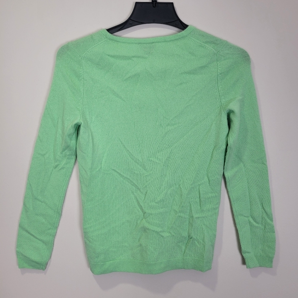 Talbots Pure Cashmere Crew Neck Sweater Womens SP Petite Green Quiet Luxury - Picture 4 of 5